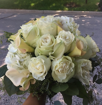 Bridal Bouquet ,White hydrangea, white roses